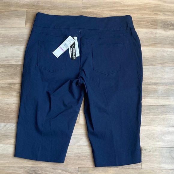 Ruby Rd Capris pant Navy blue pull on contour slimming waistband Clamdigger 22W - Picture 12 of 17